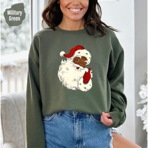 Vintage Black Santa Sweatshirt, African American Black Santa Claus Sweatshirt